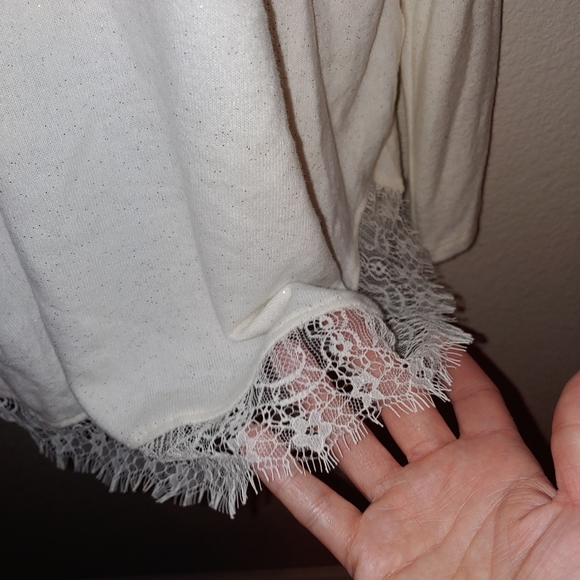 Lauren Conrad glitter blouse lace trim open back - Picture 4 of 11